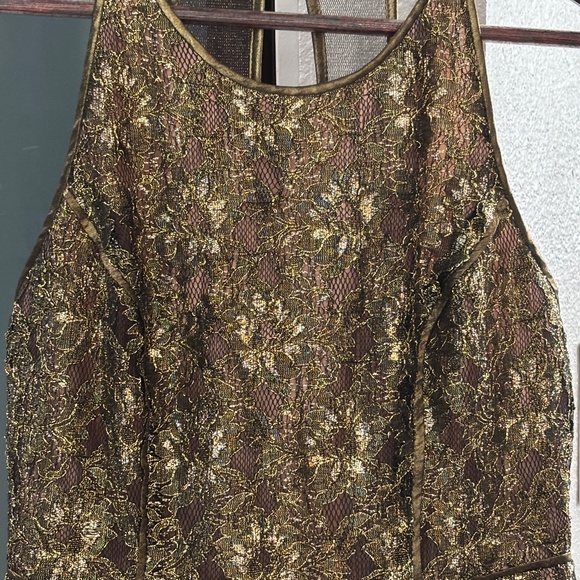 BCBGMaxAzria "Tenya" Sheer Back Mini Dress - Gold & Black Size 6 - Picture 7 of 13